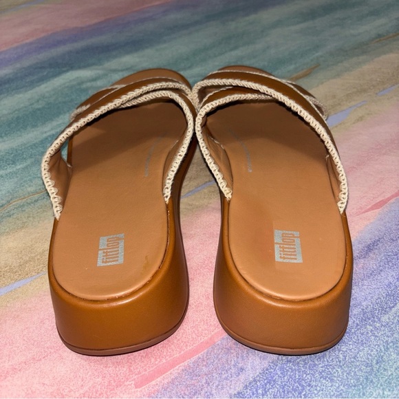 FitFlop Leather Stitch Crochet Mode Slip On Sandals women’s size 10 - Picture 6 of 9